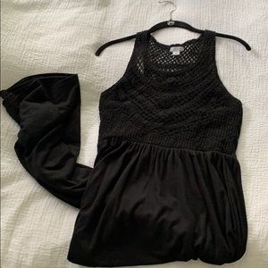 Black crochet maxi dress